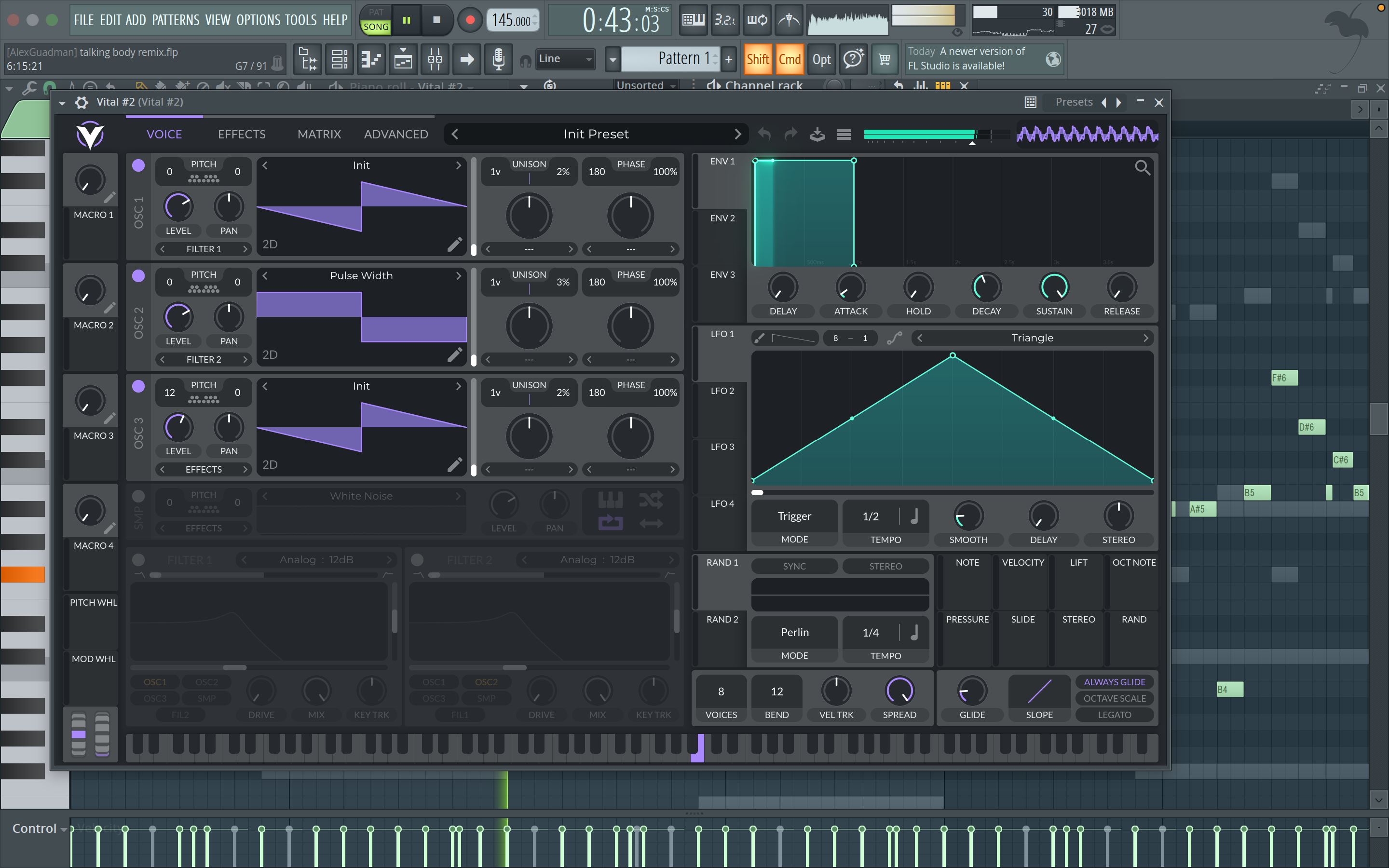 Sound design in Vital for the Talking Body remix